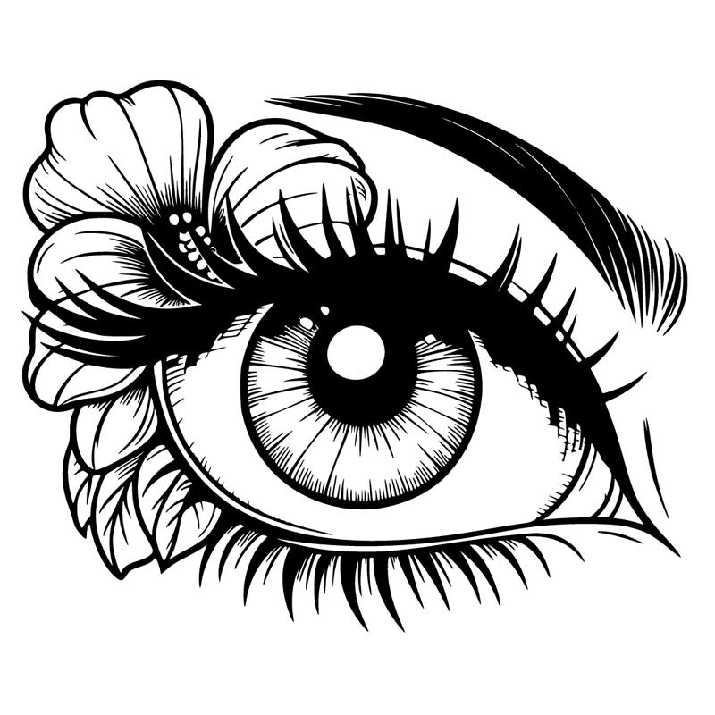 realistic eye with flower