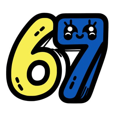 the numbers 67