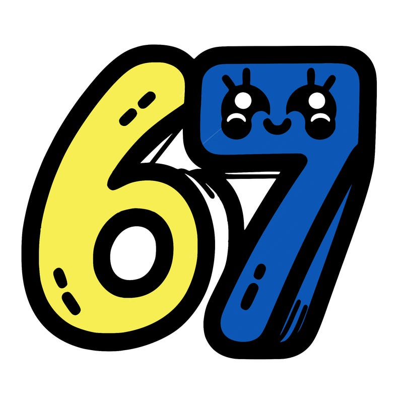 the numbers 67