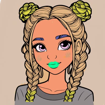 realistic girl with braids