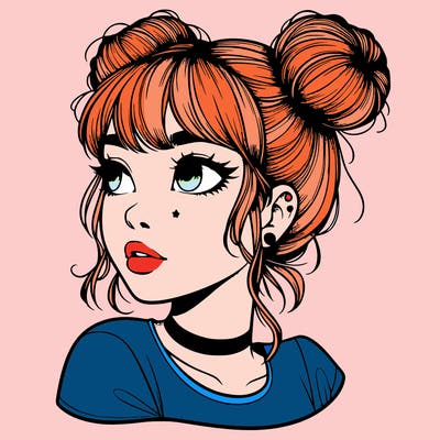 realistic girl with spacebuns