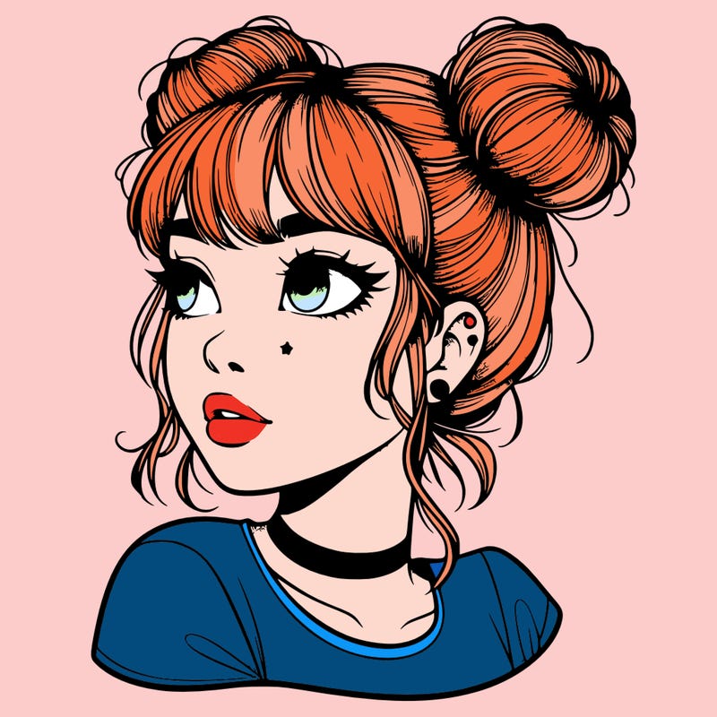 realistic girl with spacebuns