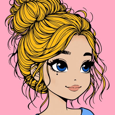 realistic girl with a messy bun