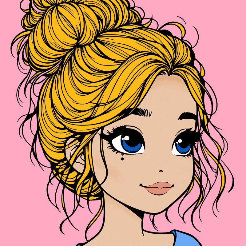 realistic girl with a messy bun
