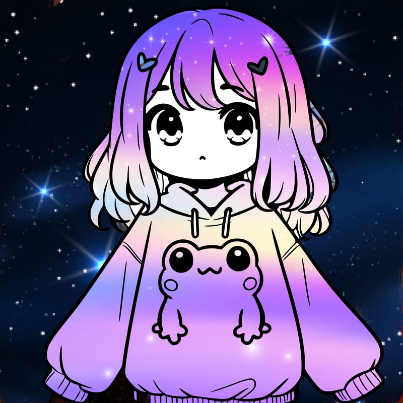 girl wearing frogging sweatshirt