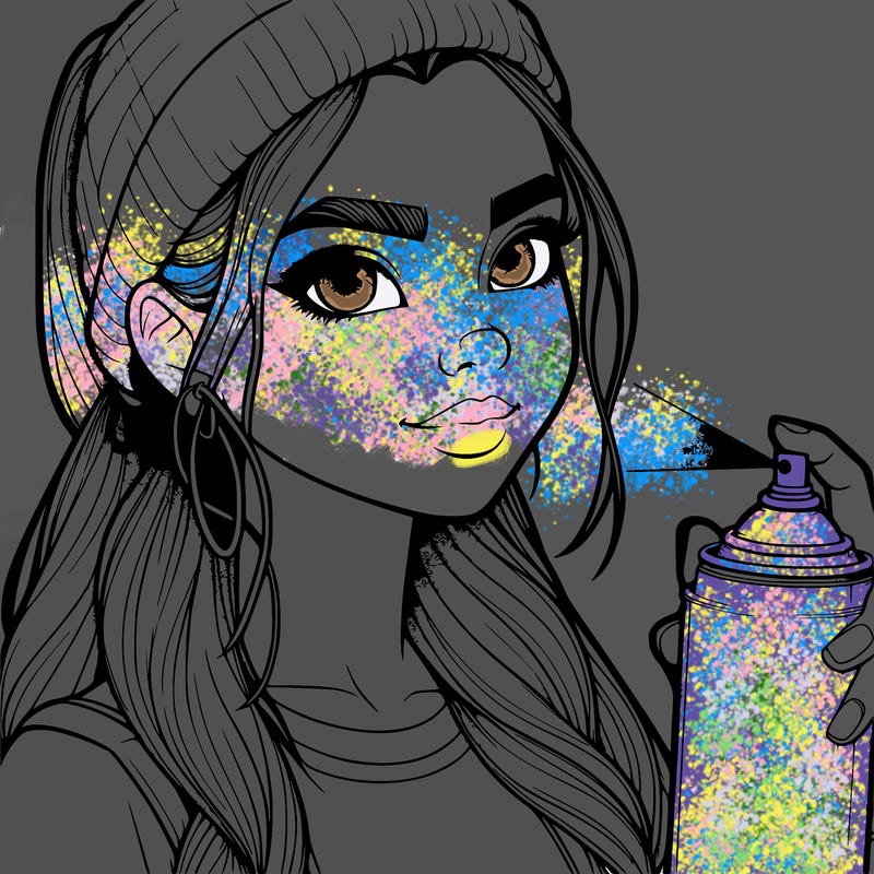 a realistic girl, spray painting