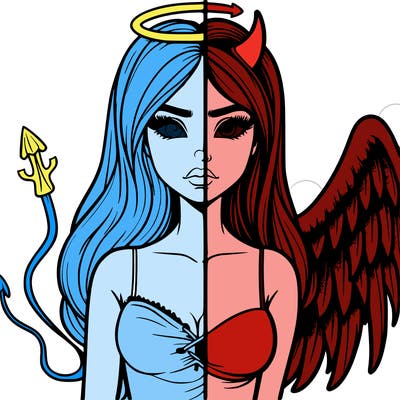 devil vs angel realistic girl