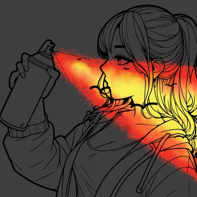 a realistic girl spray, painting