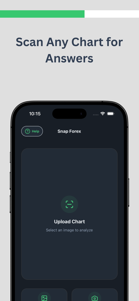Snap Forex: AI Trade Analyst - Snap Forex app interface showing the upload chart screen for AI market analysis