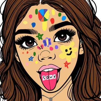 realistic girl with her tongue out