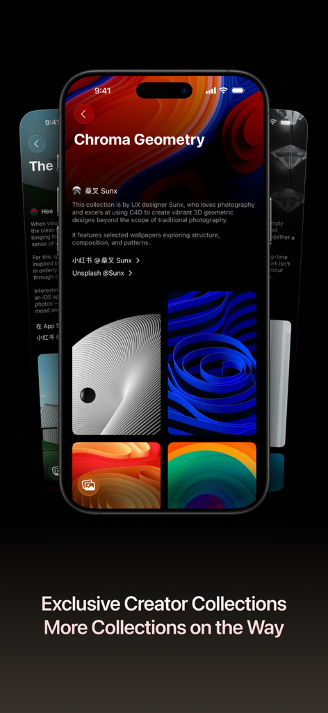 Cuto Wallpaper - Cuto Wallpaper app interface showcasing exclusive creator collections with vibrant 3D geometric designs