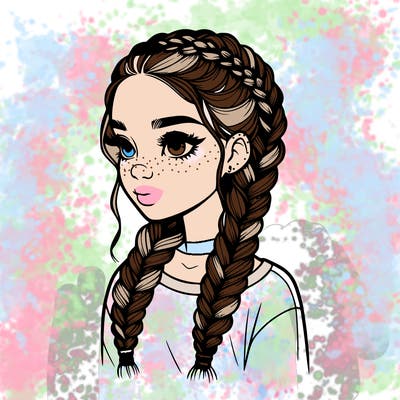 realistic girl with braids