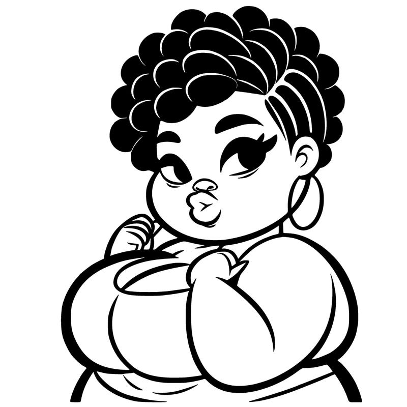 black woman with short twist chubby