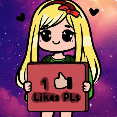 girl holding a sign saying 10 likes pls