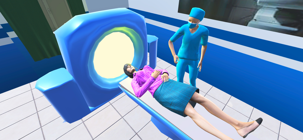 Real Doctor Hospital Game - A patient undergoing an MRI scan with a doctor in a hospital simulator game