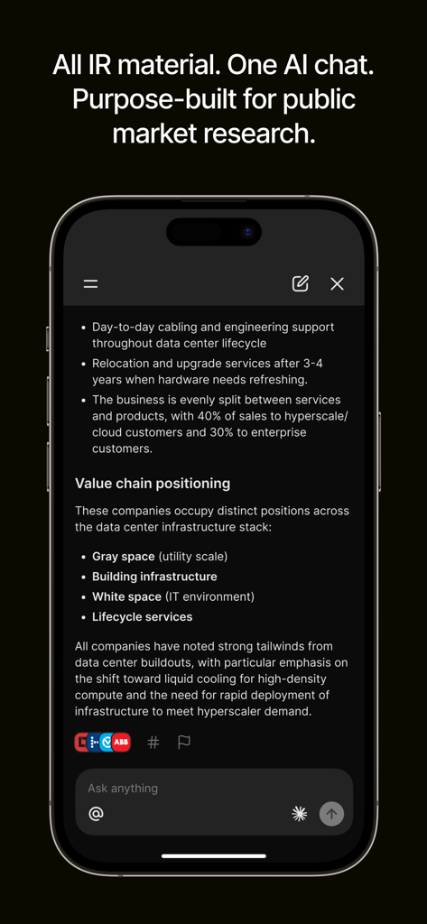 Quartr: Financial Research - The Quartr app AI chat feature providing financial market research and summaries.