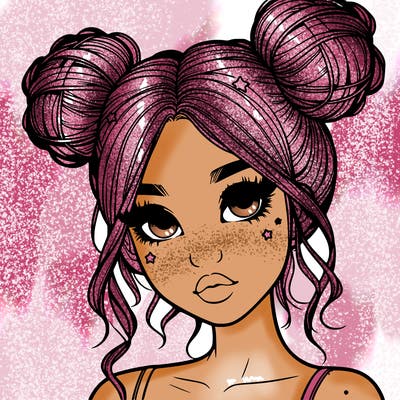 realistic girl with space buns