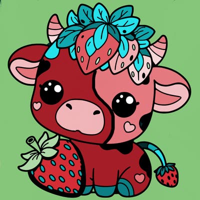 cute strawberry cow