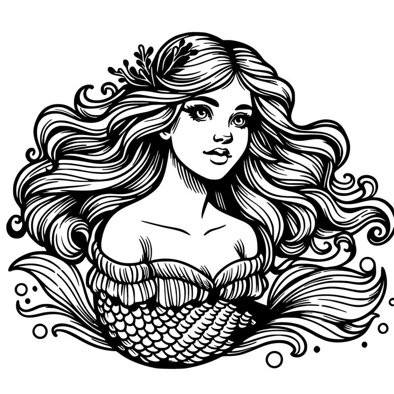 realistic beautiful siren woman