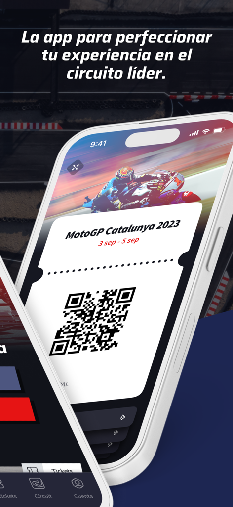 Circuit BCN-CAT - Entrada digital de la carrera de MotoGP de Catalunya con un código QR mostrada en la pantalla de la aplicación móvil Circuit BCN-CAT.