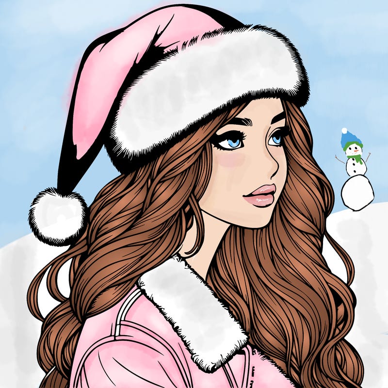 realistic girl in santa hat