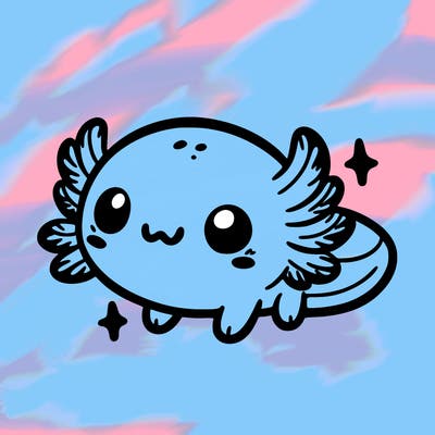 cute easy baby axolotl