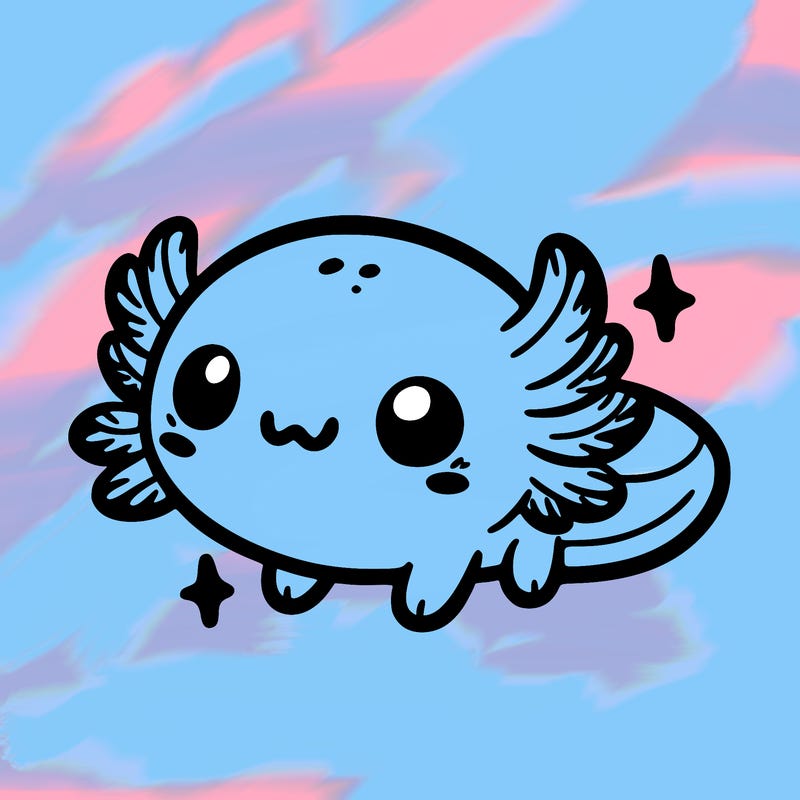 cute easy baby axolotl
