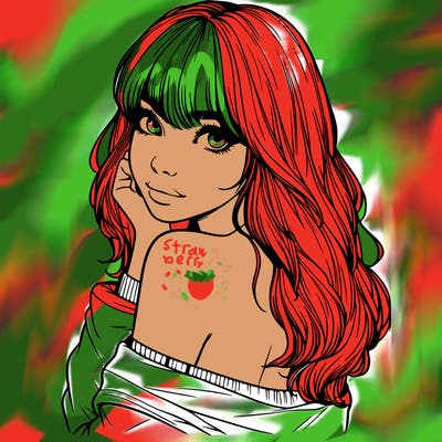 realistic girl with bangs looking over her shoulder