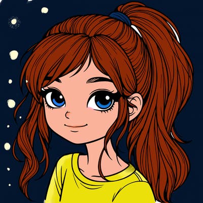 realistic girl with ponytail