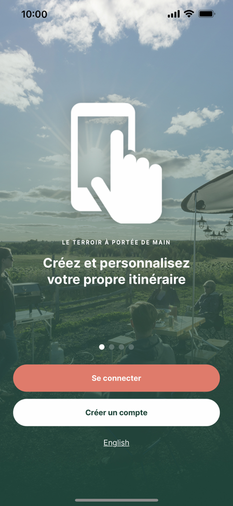 Terego - Terego mobile app welcome screen showing the option to create and personalize a travel itinerary for RV trips.
