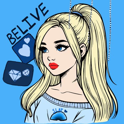 realistic girl with a high ponytail