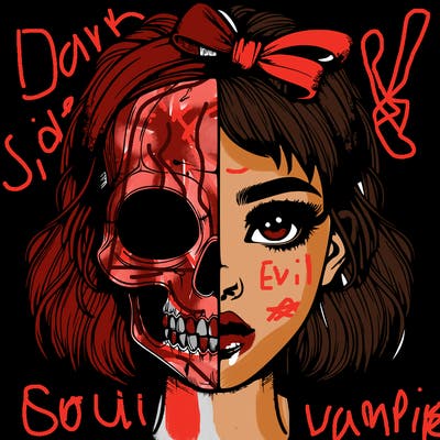 realistic girl with half skull mask