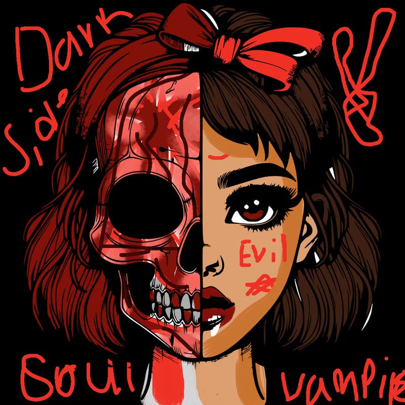 realistic girl with half skull mask