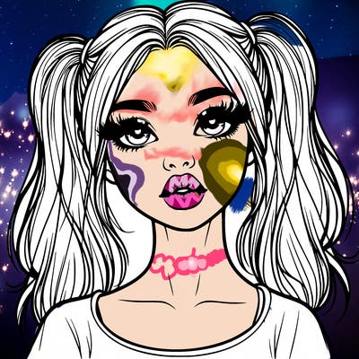 realistic girl with ponytails and lips