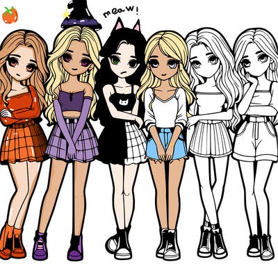 a group of girls realistic