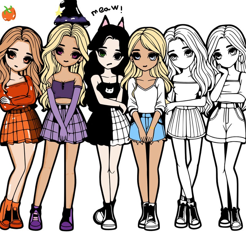 a group of girls realistic