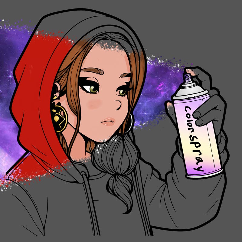 a realistic girl, spray painting