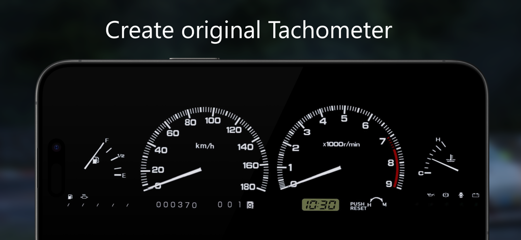 SIM-Dashboard - A custom analog car dashboard layout with a tachometer and speedometer on a mobile phone screen.