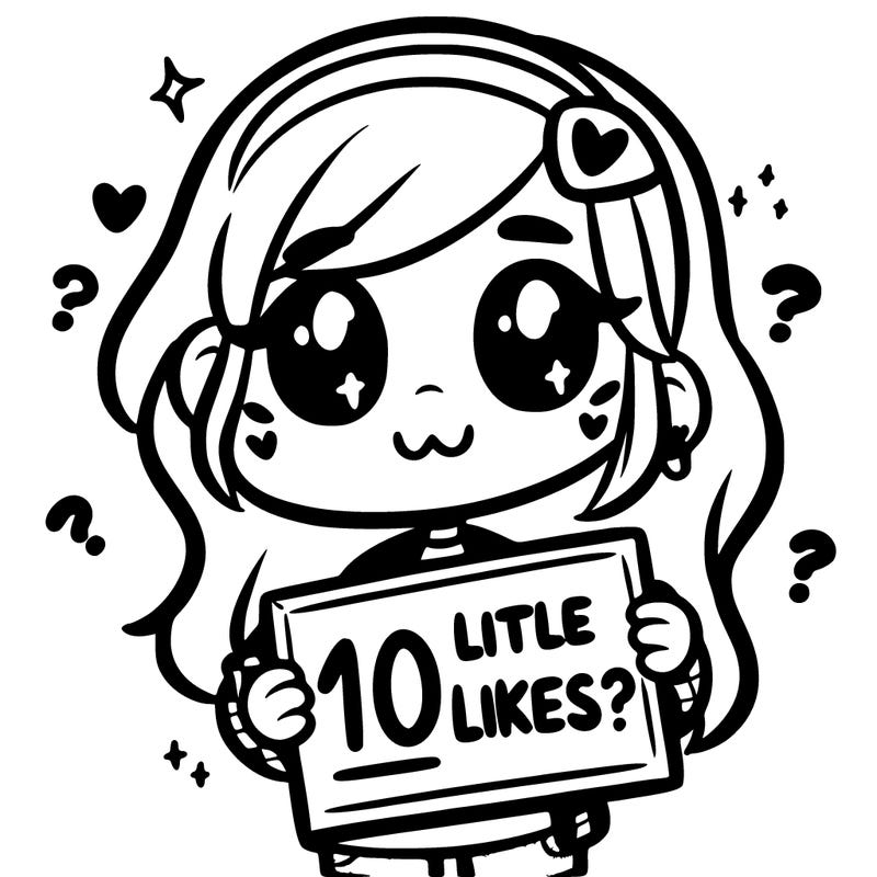 girl holding a sign that says 10 likes?