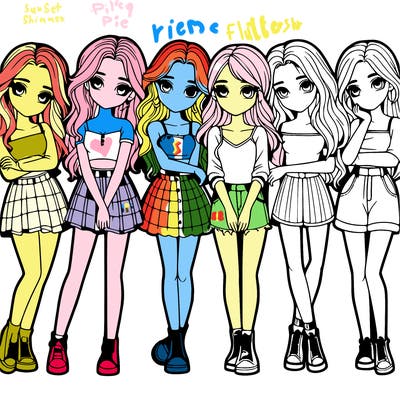 a group of girls realistic