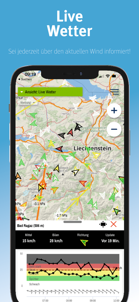 burnair Map - Live wind map and weather data for paragliding flight planning
