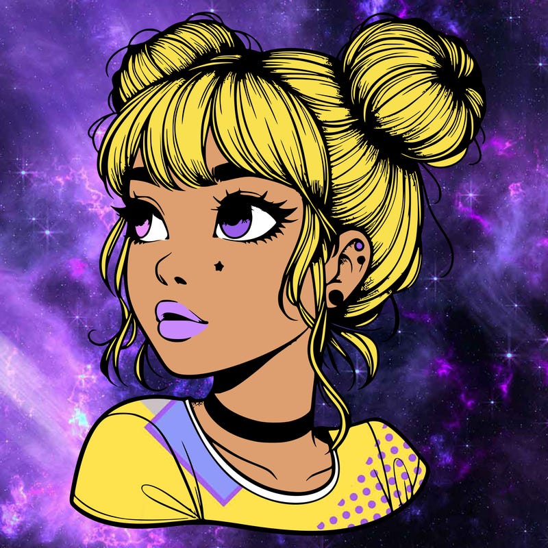 realistic girl with spacebuns