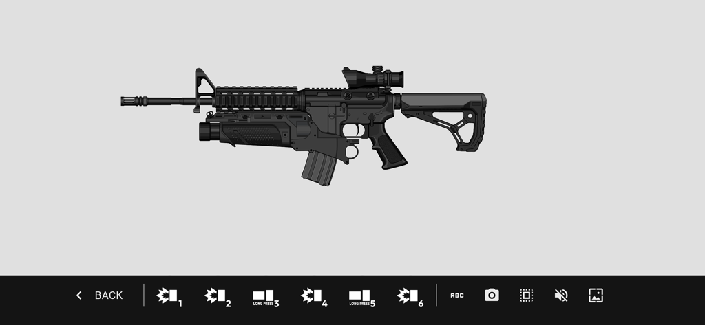 Gun Maker : pimp my weapon - A detailed illustration of a customized tactical assault rifle with a scope and grenade launcher