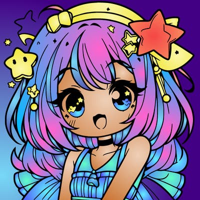 cute anime girl with star accessories