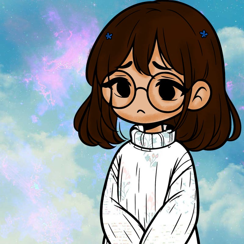 sad girl with glasses in a sweater