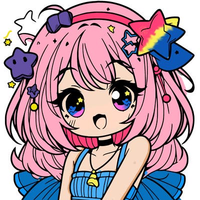 cute anime girl with star accessories