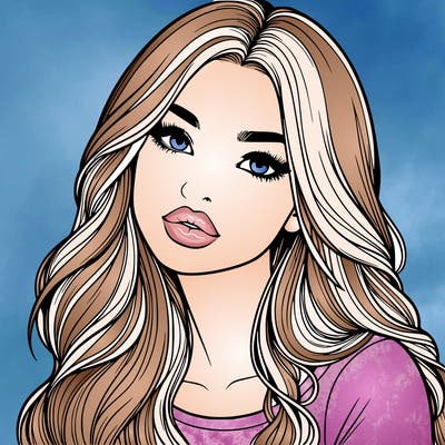 realistic girl with hair on her hair and lips