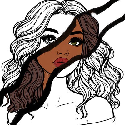 realistic girl with wavy hair and lips