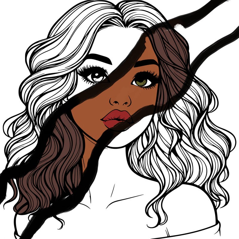 realistic girl with wavy hair and lips