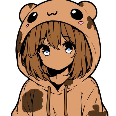 anime cute girl with hoodie